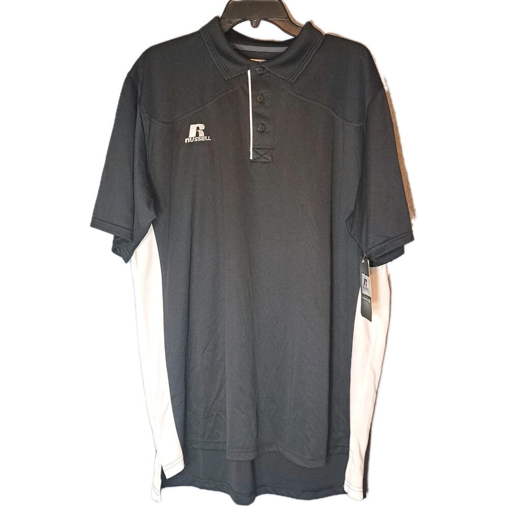 Russell Athletic Womens 3XL Dri-Fit Polo Black White Coach Shirt NWT New Active